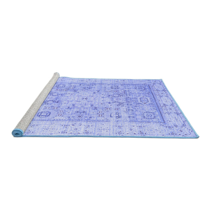 Sideview of Machine Washable Oriental Blue Traditional Rug, wshtr326blu