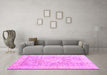 Machine Washable Oriental Pink Traditional Rug in a Living Room, wshtr326pnk