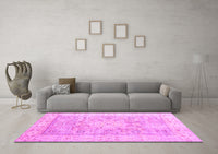 Machine Washable Oriental Pink Traditional Rug, wshtr326pnk