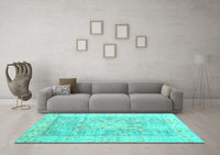 Machine Washable Oriental Turquoise Traditional Rug, wshtr326turq