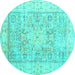 Round Oriental Turquoise Traditional Rug, tr326turq