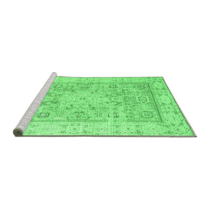 Sideview of Machine Washable Oriental Emerald Green Traditional Area Rugs, wshtr326emgrn
