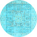 Round Oriental Light Blue Traditional Rug, tr326lblu