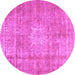 Round Persian Pink Traditional Rug, tr3270pnk