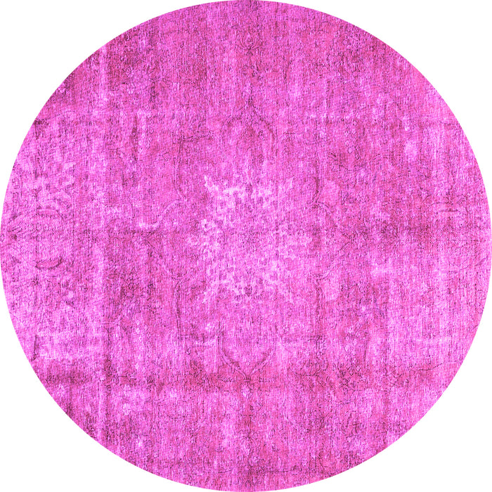 Round Machine Washable Persian Pink Traditional Rug, wshtr3270pnk