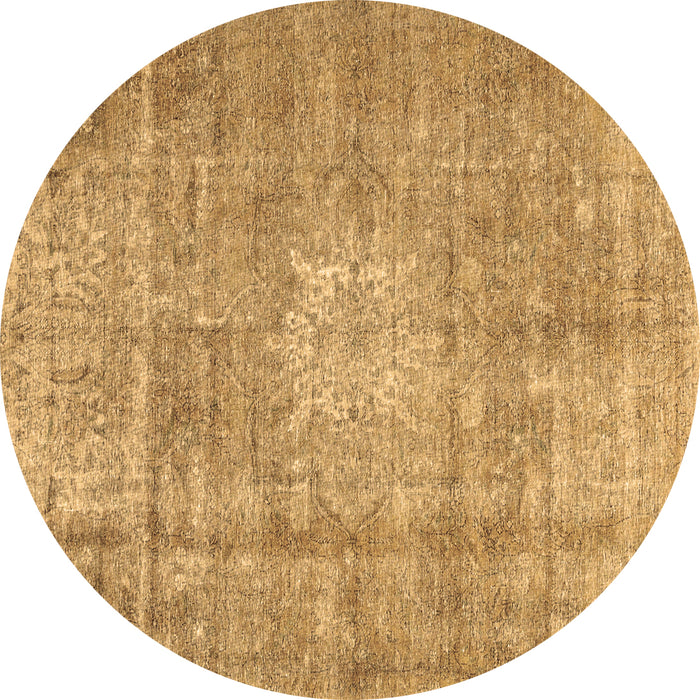 Round Persian Brown Traditional Rug, tr3270brn
