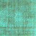 Square Persian Turquoise Traditional Rug, tr3270turq