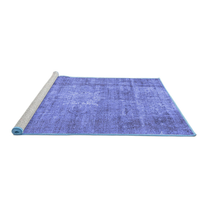 Sideview of Machine Washable Persian Blue Traditional Rug, wshtr3270blu