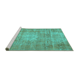 Sideview of Machine Washable Persian Turquoise Traditional Area Rugs, wshtr3270turq