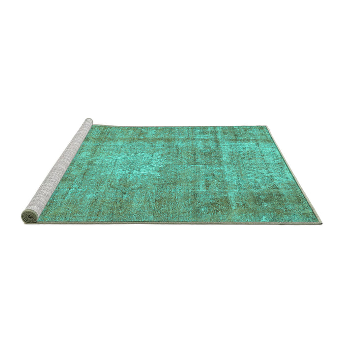 Sideview of Machine Washable Persian Turquoise Traditional Area Rugs, wshtr3270turq
