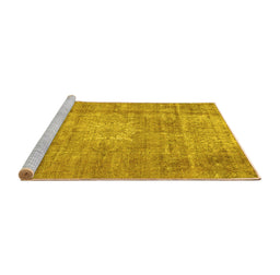 Sideview of Machine Washable Persian Yellow Traditional Rug, wshtr3270yw