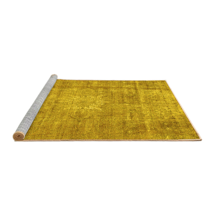 Sideview of Machine Washable Persian Yellow Traditional Rug, wshtr3270yw