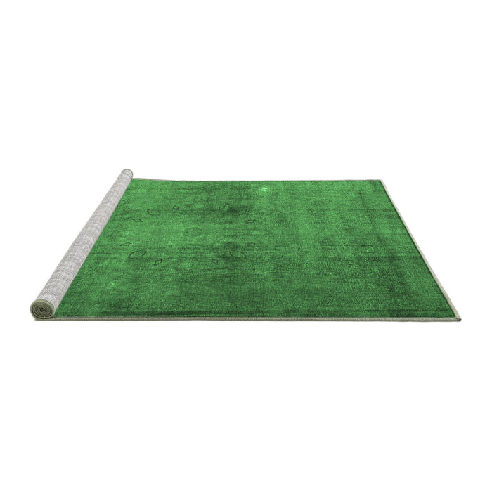 Sideview of Machine Washable Persian Emerald Green Traditional Area Rugs, wshtr3271emgrn