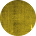 Round Persian Yellow Traditional Rug, tr3271yw