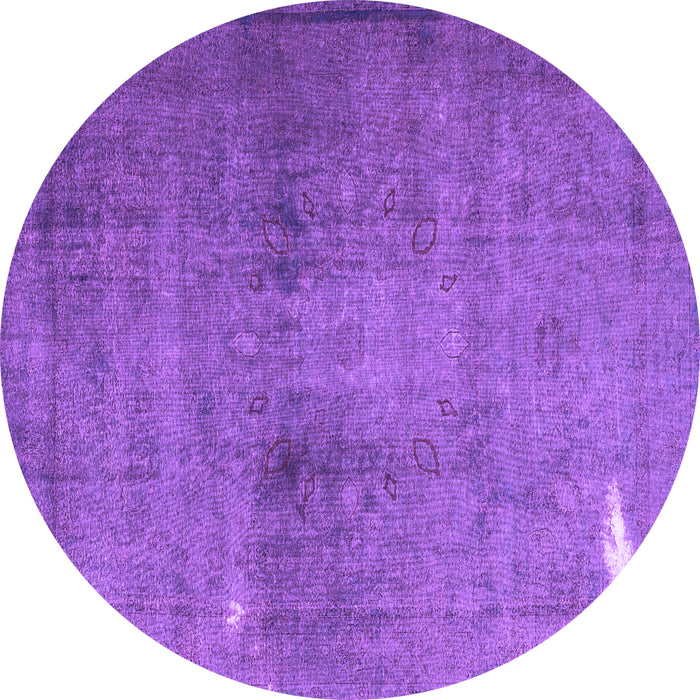 Round Machine Washable Persian Purple Traditional Area Rugs, wshtr3271pur