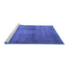 Sideview of Machine Washable Persian Blue Traditional Rug, wshtr3271blu