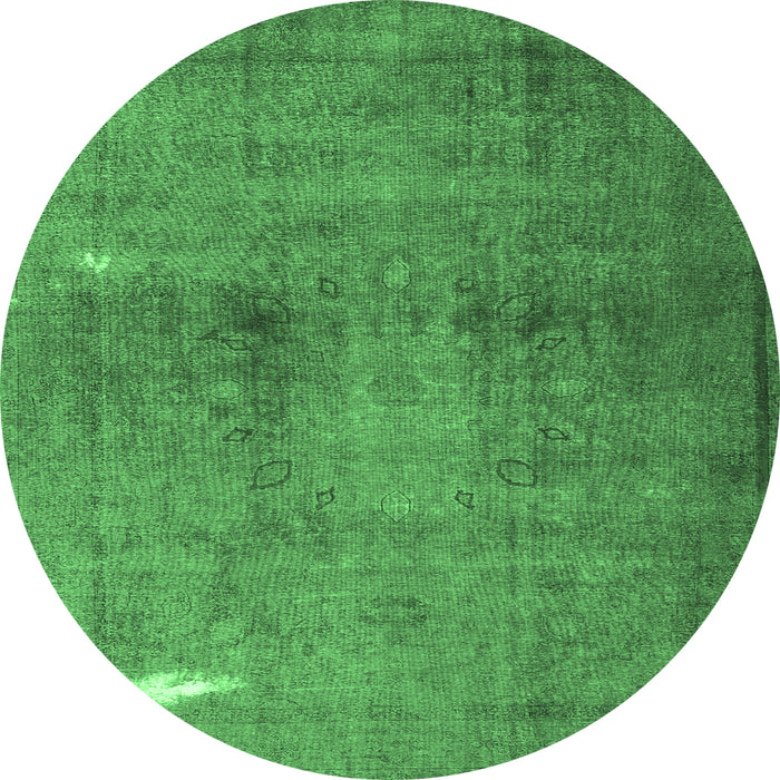Round Persian Emerald Green Traditional Rug, tr3271emgrn