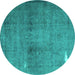 Round Persian Turquoise Traditional Rug, tr3271turq