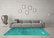 Machine Washable Persian Turquoise Traditional Area Rugs in a Living Room,, wshtr3271turq