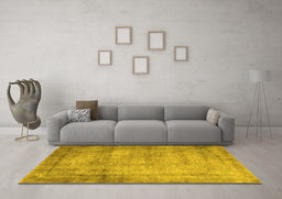 Machine Washable Persian Yellow Traditional Rug in a Living Room, wshtr3272yw