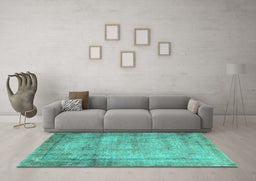 Machine Washable Persian Turquoise Traditional Area Rugs in a Living Room,, wshtr3272turq