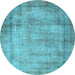 Round Persian Light Blue Traditional Rug, tr3272lblu
