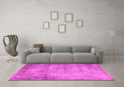 Machine Washable Persian Pink Traditional Rug in a Living Room, wshtr3272pnk