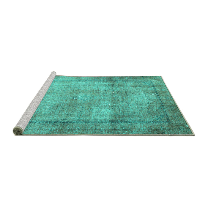 Sideview of Machine Washable Persian Turquoise Traditional Area Rugs, wshtr3272turq