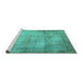 Sideview of Machine Washable Persian Turquoise Traditional Area Rugs, wshtr3272turq