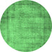 Round Persian Emerald Green Traditional Rug, tr3272emgrn