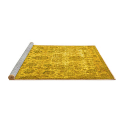 Sideview of Machine Washable Persian Yellow Traditional Rug, wshtr3273yw