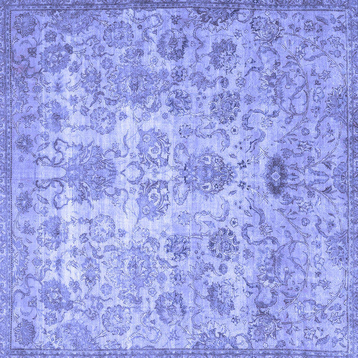 Square Machine Washable Persian Blue Traditional Rug, wshtr3273blu