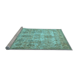 Sideview of Machine Washable Persian Light Blue Traditional Rug, wshtr3273lblu
