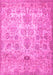 Machine Washable Persian Pink Traditional Rug, wshtr3273pnk