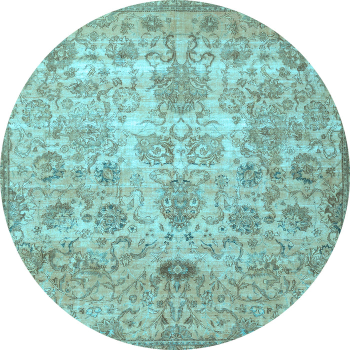 Round Machine Washable Persian Light Blue Traditional Rug, wshtr3273lblu