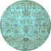 Round Persian Light Blue Traditional Rug, tr3273lblu