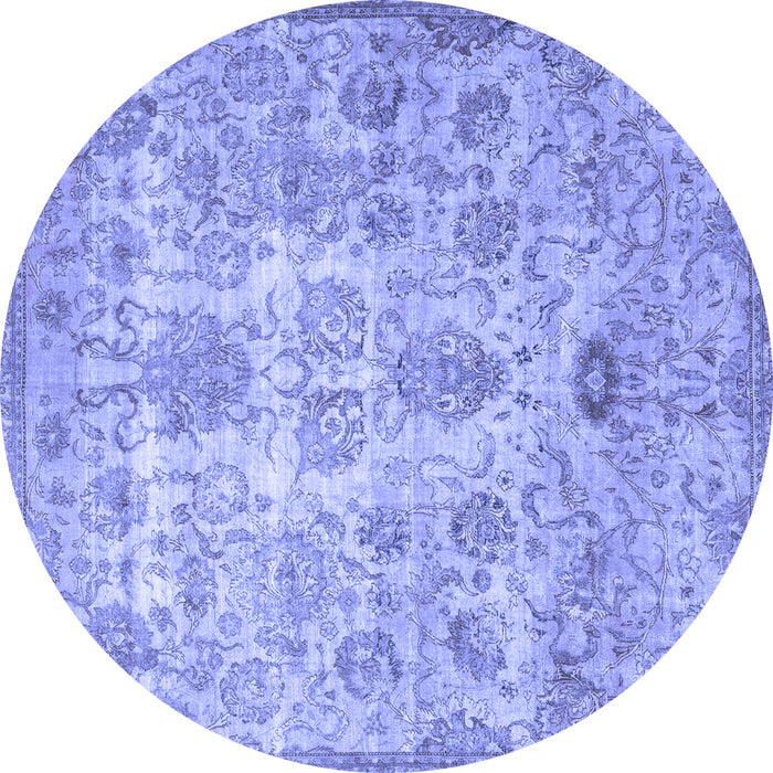 Round Persian Blue Traditional Rug, tr3273blu