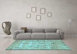 Machine Washable Persian Light Blue Traditional Rug in a Living Room, wshtr3273lblu