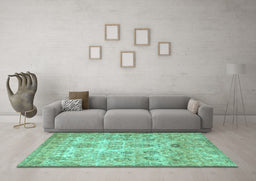 Machine Washable Persian Turquoise Traditional Area Rugs in a Living Room,, wshtr3273turq