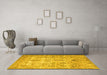 Machine Washable Persian Yellow Traditional Rug in a Living Room, wshtr3273yw