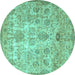 Round Persian Turquoise Traditional Rug, tr3273turq