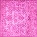 Square Machine Washable Persian Pink Traditional Rug, wshtr3273pnk