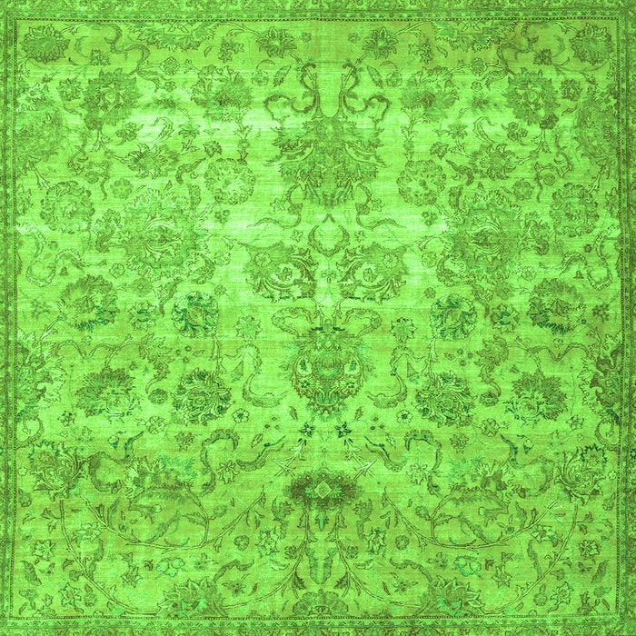Round Machine Washable Persian Green Traditional Area Rugs, wshtr3273grn