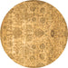 Round Persian Brown Traditional Rug, tr3273brn