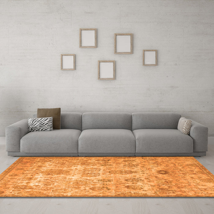 Machine Washable Persian Orange Traditional Area Rugs in a Living Room, wshtr3273org