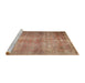 Sideview of Machine Washable Traditional Tangerine Pink Rug, wshtr3274