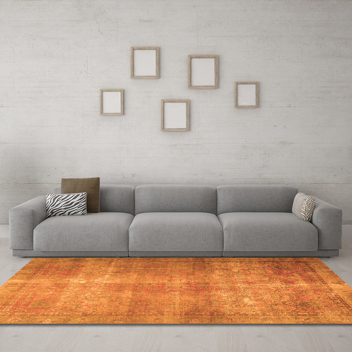 Machine Washable Persian Orange Traditional Area Rugs in a Living Room, wshtr3274org