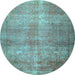 Round Persian Light Blue Traditional Rug, tr3274lblu