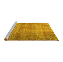 Sideview of Machine Washable Persian Yellow Traditional Rug, wshtr3274yw