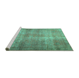 Sideview of Machine Washable Persian Turquoise Traditional Area Rugs, wshtr3274turq